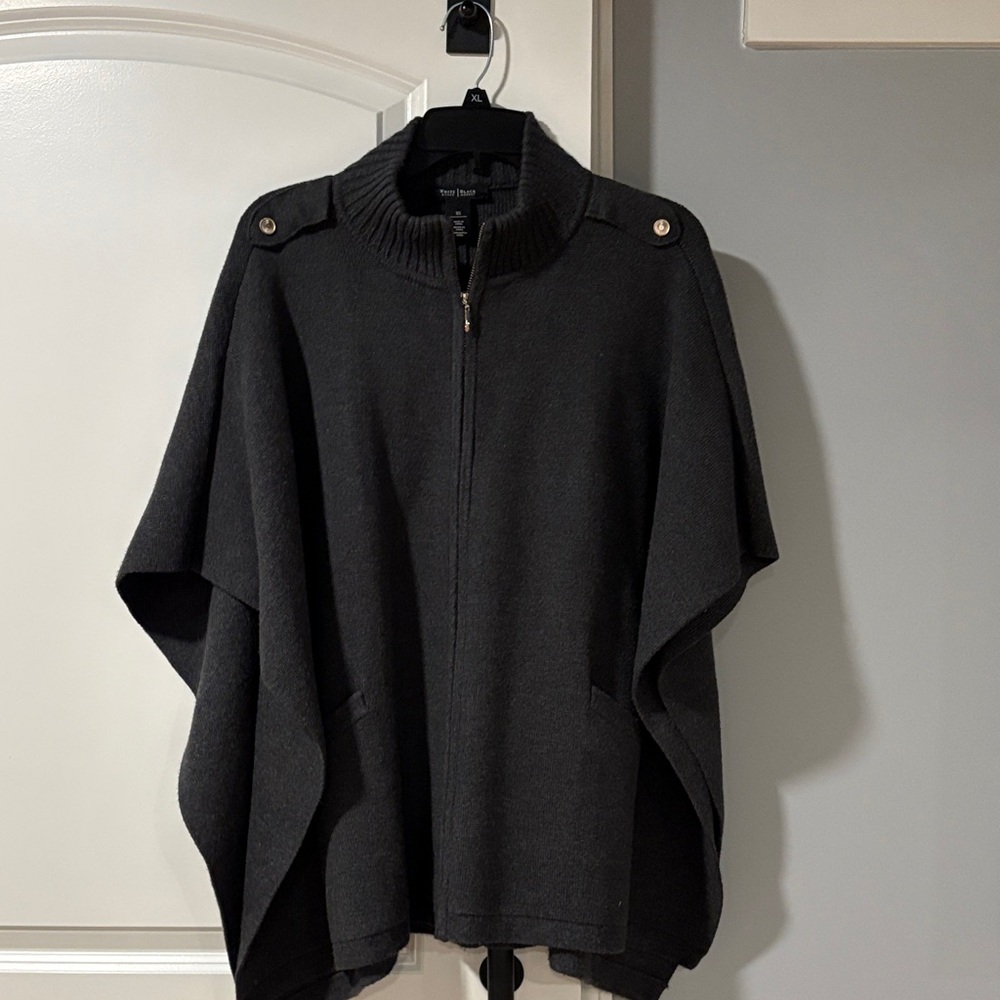 White House Black Market Black Poncho Sweater